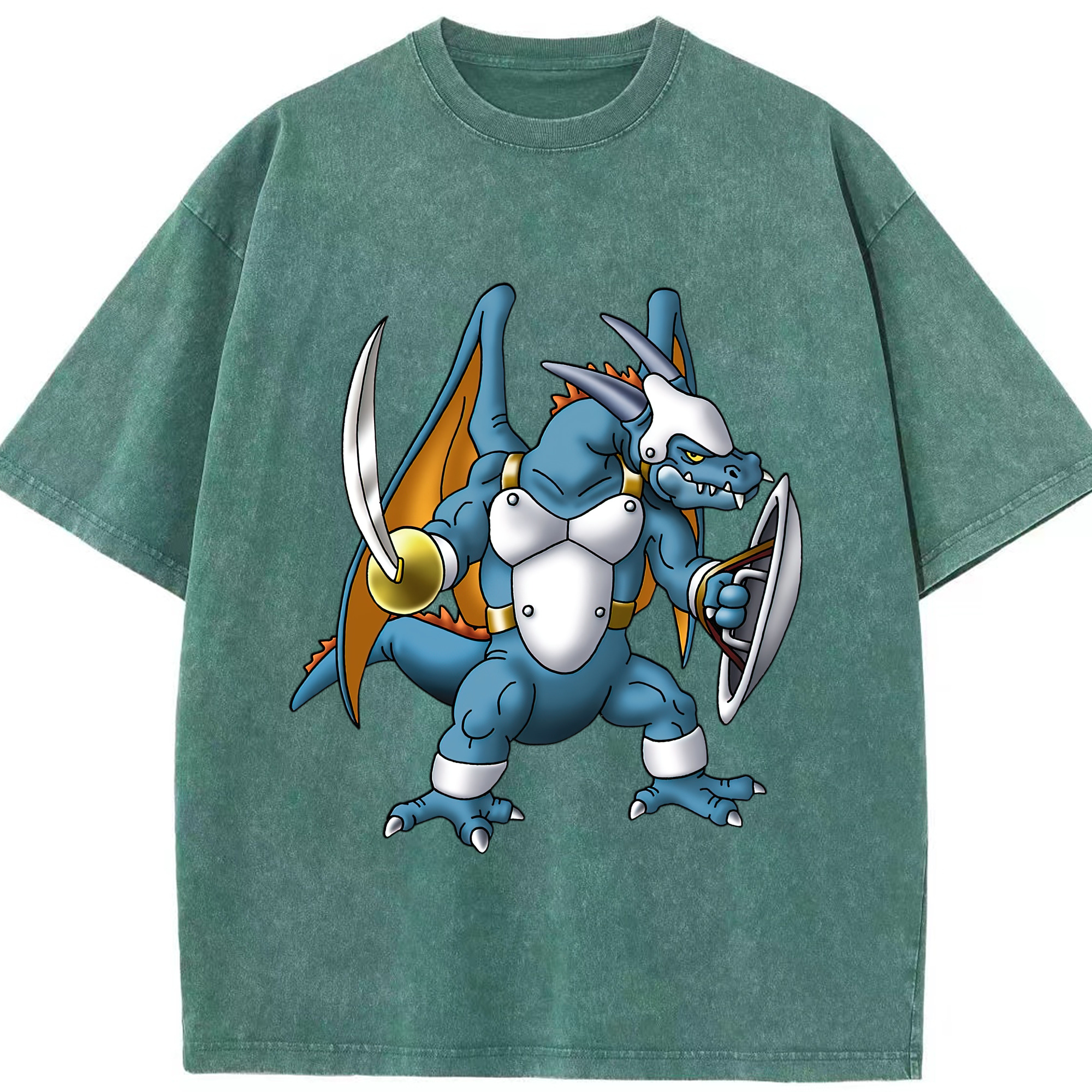 （画像用） ドラゴンクエスト Doragon Kuesuto Dragon Quest 綿100% ヴィンテージ風 半袖Tシャツ（フロントプリント）